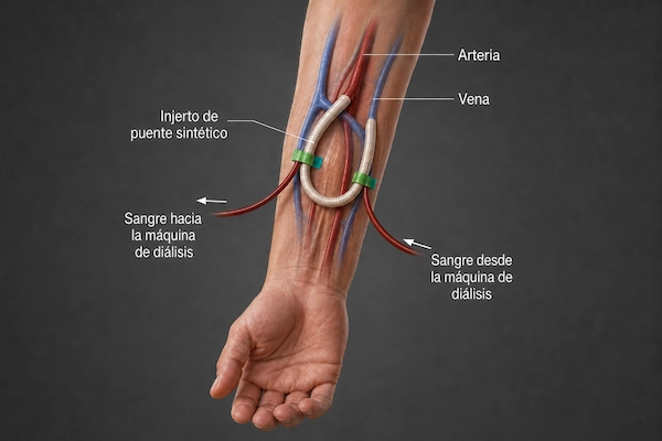 Fistula de hemodialisis con injerto sintetico Queretaro